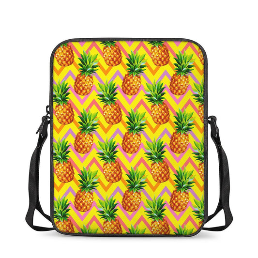 Pastel Zig Zag Pineapple Pattern Print Rectangular Crossbody Bag