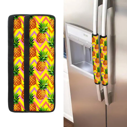 Pastel Zig Zag Pineapple Pattern Print Refrigerator Handle Covers