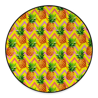 Pastel Zig Zag Pineapple Pattern Print Round Floor Mat