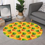 Pastel Zig Zag Pineapple Pattern Print Round Rug
