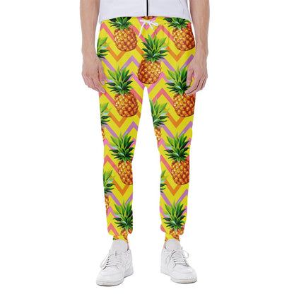Pastel Zig Zag Pineapple Pattern Print Scuba Joggers