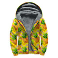 Pastel Zig Zag Pineapple Pattern Print Sherpa Lined Zip Up Hoodie