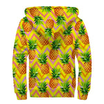 Pastel Zig Zag Pineapple Pattern Print Sherpa Lined Zip Up Hoodie