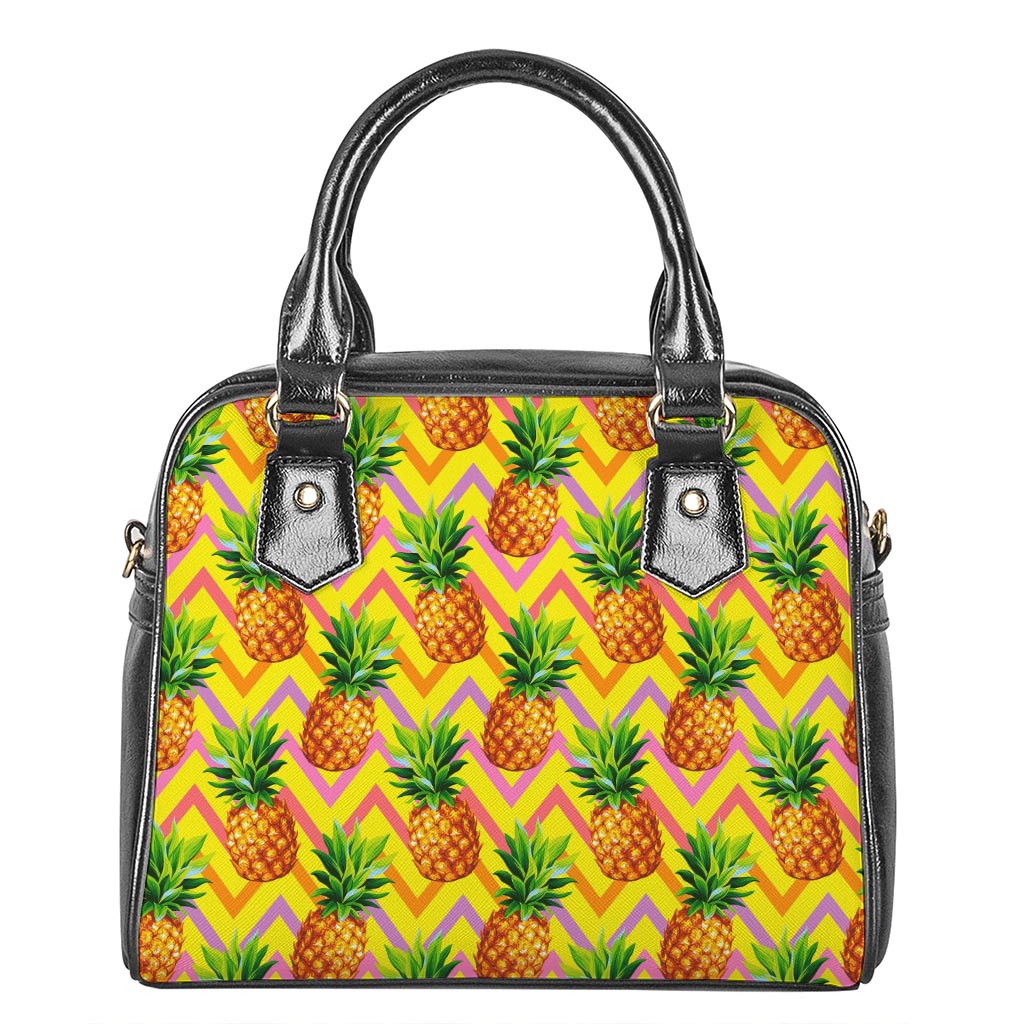 Pastel Zig Zag Pineapple Pattern Print Shoulder Handbag