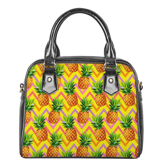 Pastel Zig Zag Pineapple Pattern Print Shoulder Handbag