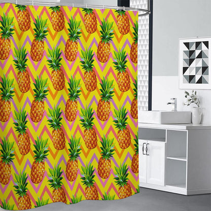 Pastel Zig Zag Pineapple Pattern Print Shower Curtain