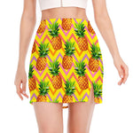 Pastel Zig Zag Pineapple Pattern Print Side Slit Mini Skirt
