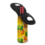 Pastel Zig Zag Pineapple Pattern Print Single Neoprene Wine Tote