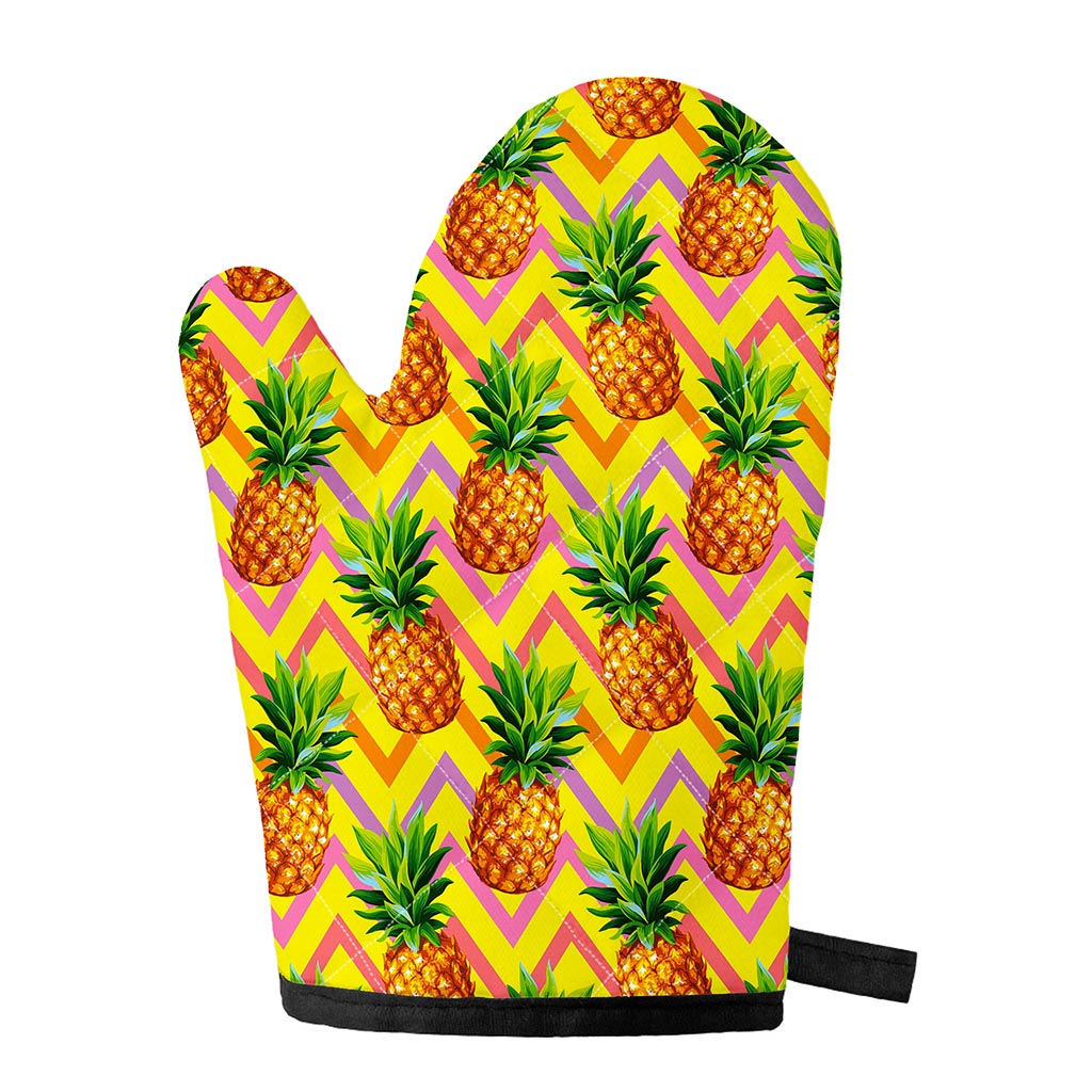 Pastel Zig Zag Pineapple Pattern Print Single Oven Mitt