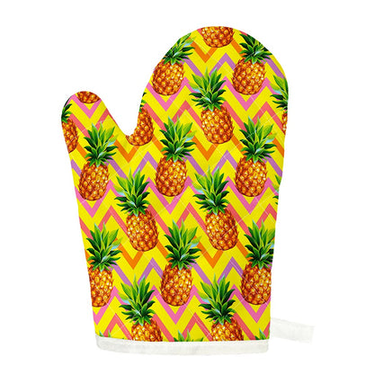 Pastel Zig Zag Pineapple Pattern Print Single Oven Mitt