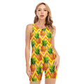 Pastel Zig Zag Pineapple Pattern Print Sleeveless One Piece Swimsuit