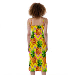 Pastel Zig Zag Pineapple Pattern Print Slim Fit Midi Cami Dress