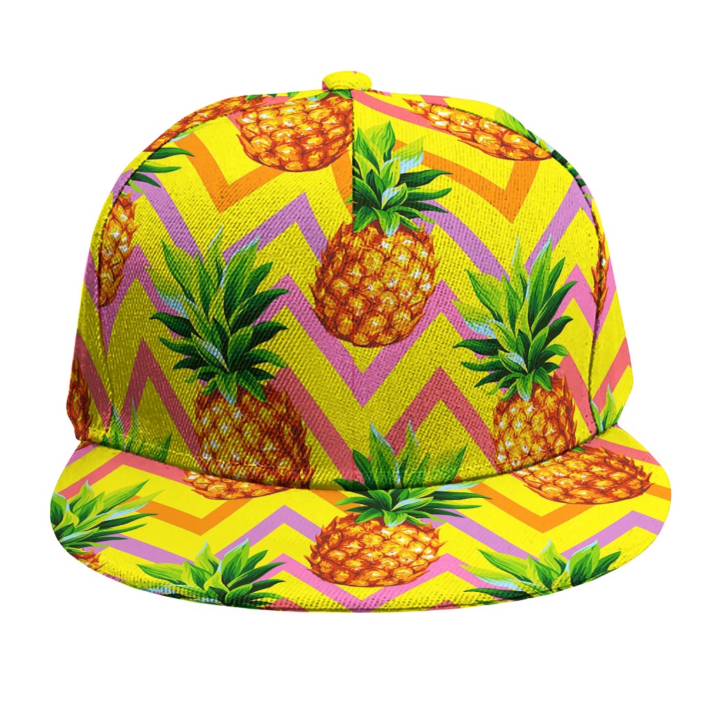 Pastel Zig Zag Pineapple Pattern Print Snapback Cap