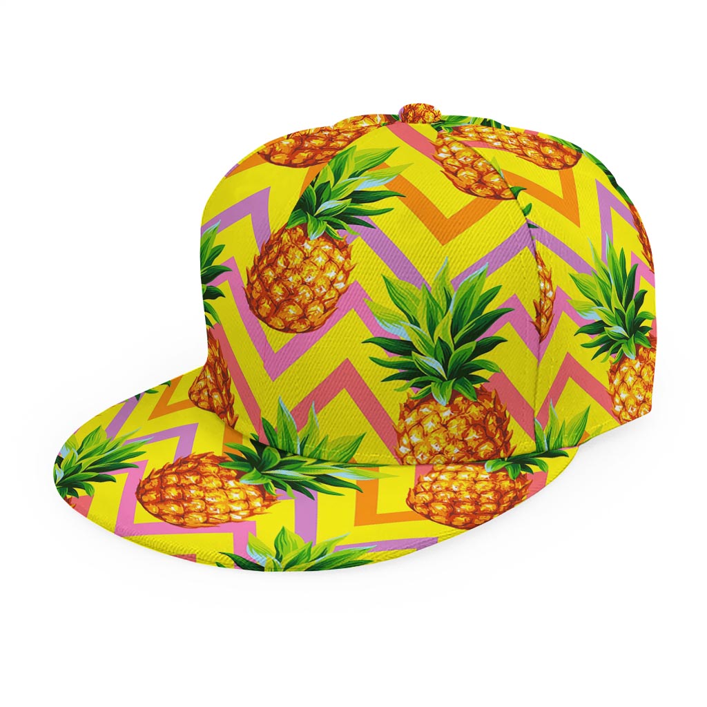 Pastel Zig Zag Pineapple Pattern Print Snapback Cap