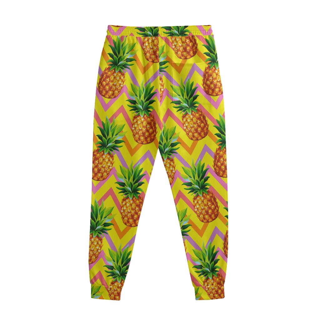 Pastel Zig Zag Pineapple Pattern Print Sweatpants