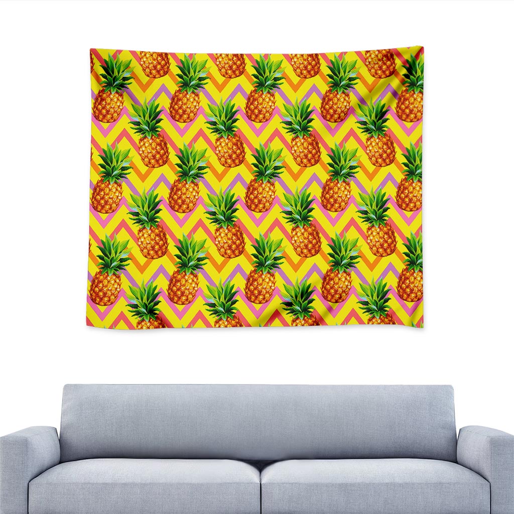 Pastel Zig Zag Pineapple Pattern Print Tapestry