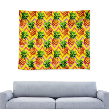 Pastel Zig Zag Pineapple Pattern Print Tapestry
