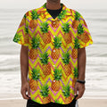 Pastel Zig Zag Pineapple Pattern Print Textured Short Sleeve Shirt