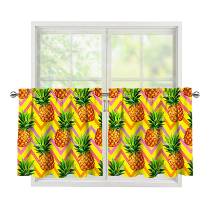 Pastel Zig Zag Pineapple Pattern Print Tier Curtains