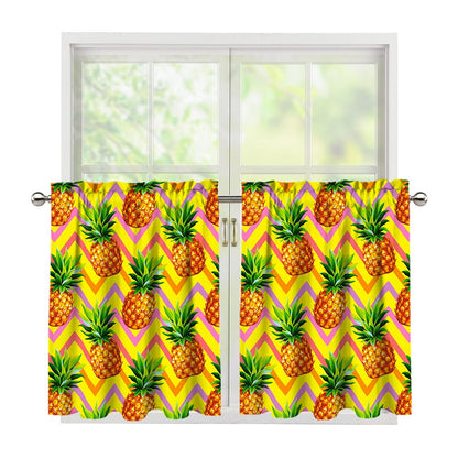 Pastel Zig Zag Pineapple Pattern Print Tier Curtains