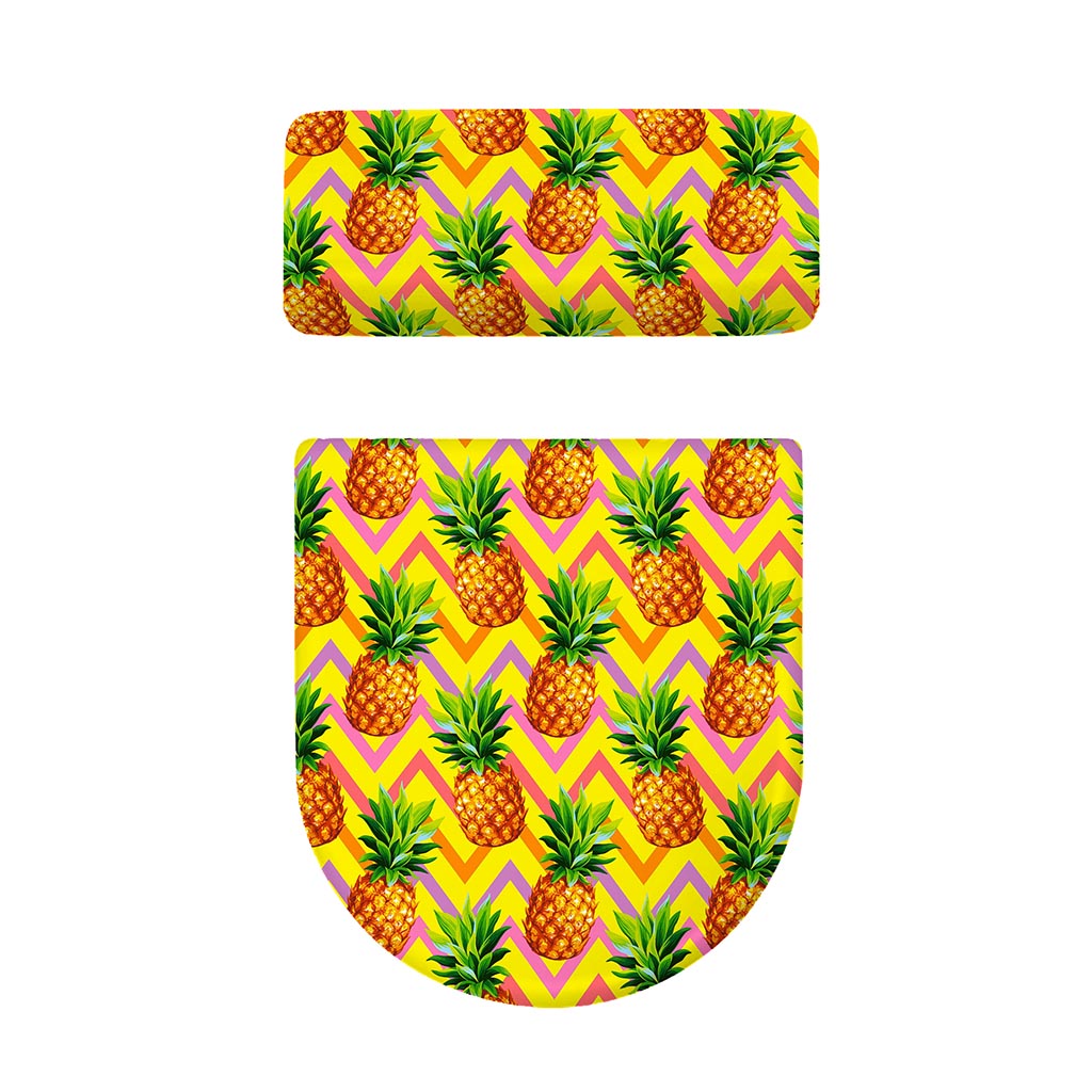 Pastel Zig Zag Pineapple Pattern Print Toilet Lid And Tank Cover Set