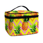 Pastel Zig Zag Pineapple Pattern Print Travel Makeup Bag