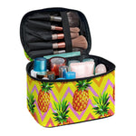 Pastel Zig Zag Pineapple Pattern Print Travel Makeup Bag