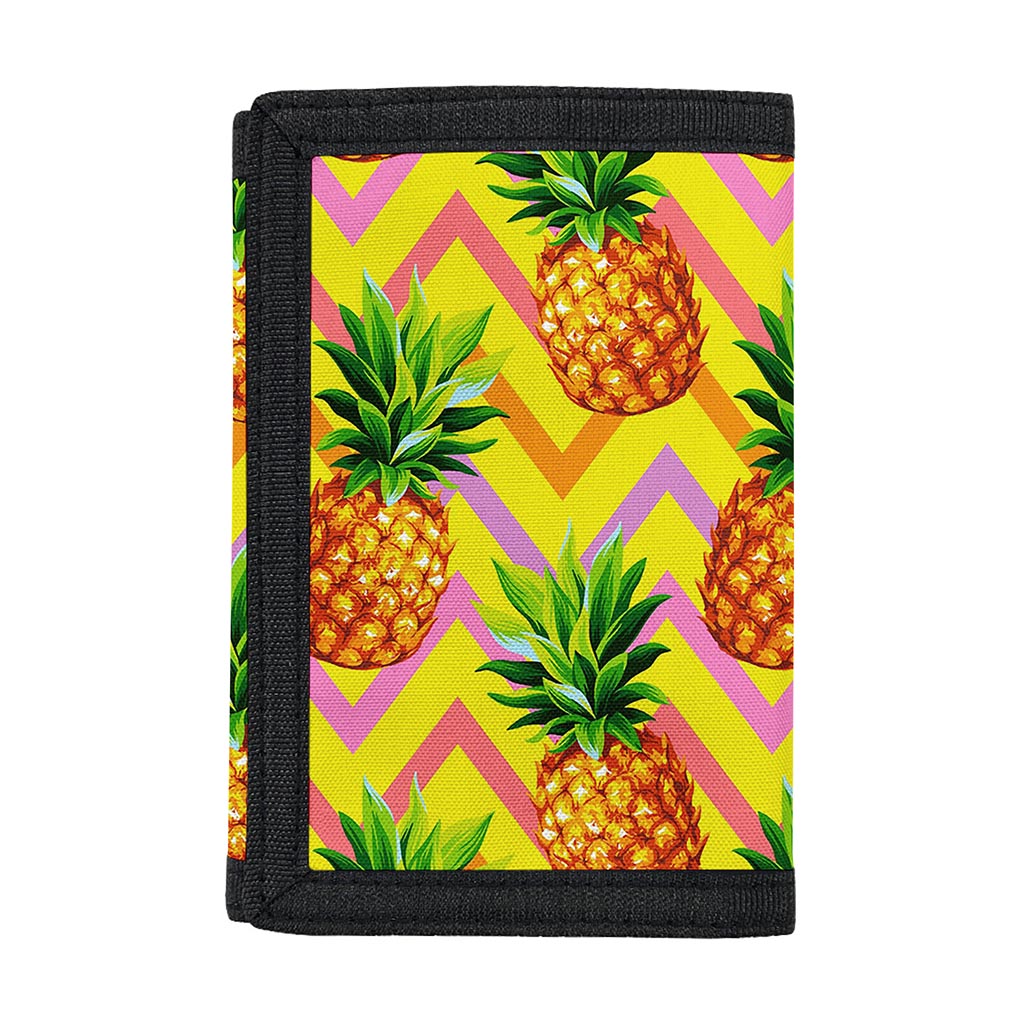 Pastel Zig Zag Pineapple Pattern Print Trifold Wallet