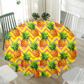 Pastel Zig Zag Pineapple Pattern Print Waterproof Round Tablecloth