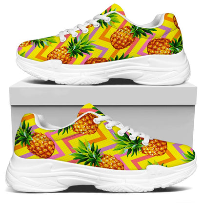 Pastel Zig Zag Pineapple Pattern Print White Chunky Shoes