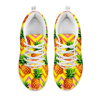 Pastel Zig Zag Pineapple Pattern Print White Running Shoes