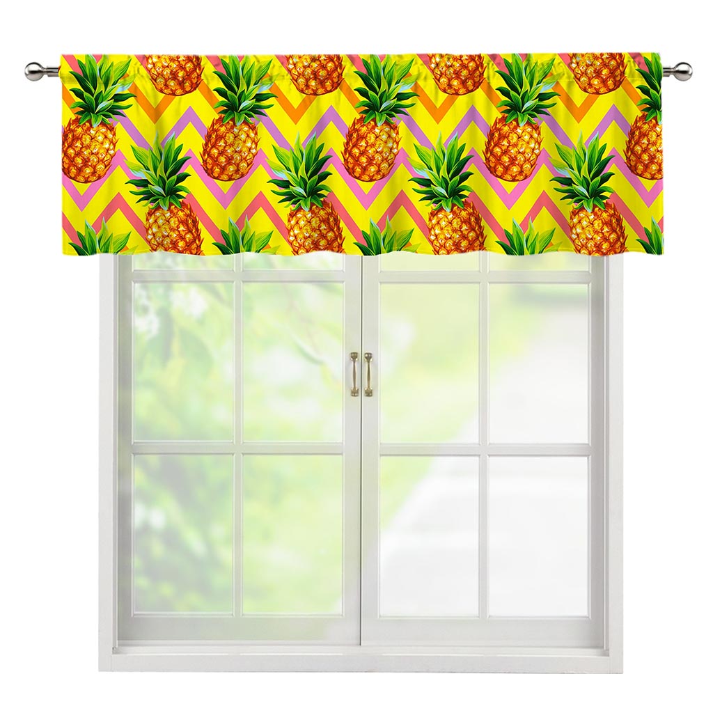 Pastel Zig Zag Pineapple Pattern Print Window Valance