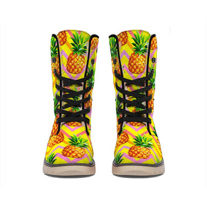 Pastel Zig Zag Pineapple Pattern Print Winter Boots