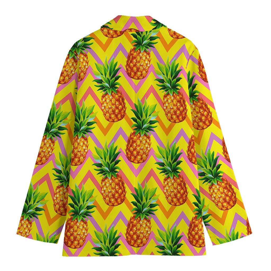 Pastel Zig Zag Pineapple Pattern Print Women's Blazer