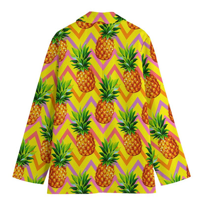 Pastel Zig Zag Pineapple Pattern Print Women's Blazer