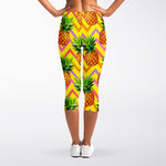 Pastel Zig Zag Pineapple Pattern Print Women's Capri Leggings