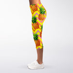Pastel Zig Zag Pineapple Pattern Print Women's Capri Leggings