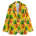 Pastel Zig Zag Pineapple Pattern Print Women's Cotton Blazer