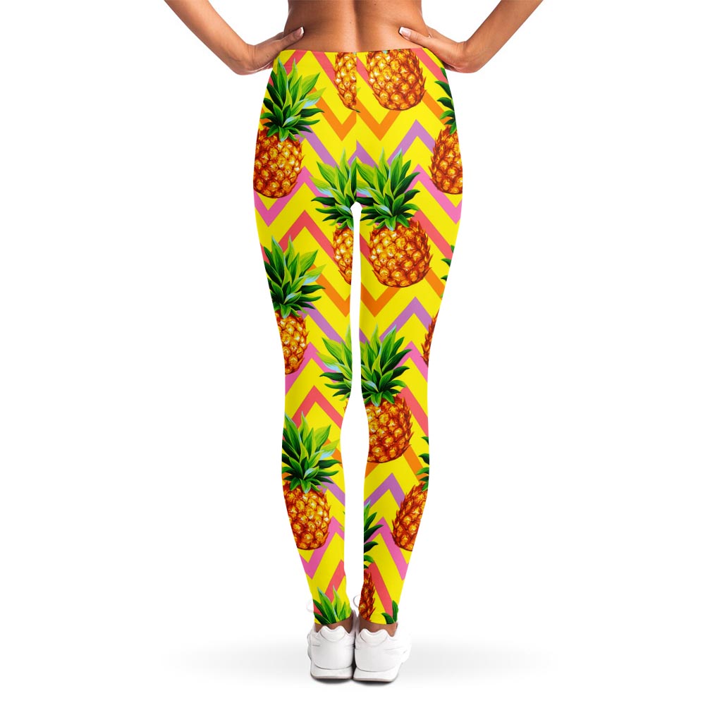Pastel Zig Zag Pineapple Pattern Print Women's Leggings