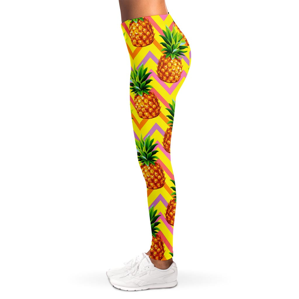 Pastel Zig Zag Pineapple Pattern Print Women's Leggings