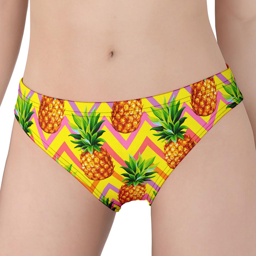 Pastel Zig Zag Pineapple Pattern Print Women's Panties