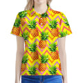 Pastel Zig Zag Pineapple Pattern Print Women's Polo Shirt