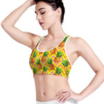 Pastel Zig Zag Pineapple Pattern Print Women's Sports Bra