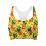 Pastel Zig Zag Pineapple Pattern Print Women's Sports Bra