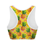 Pastel Zig Zag Pineapple Pattern Print Women's Sports Bra