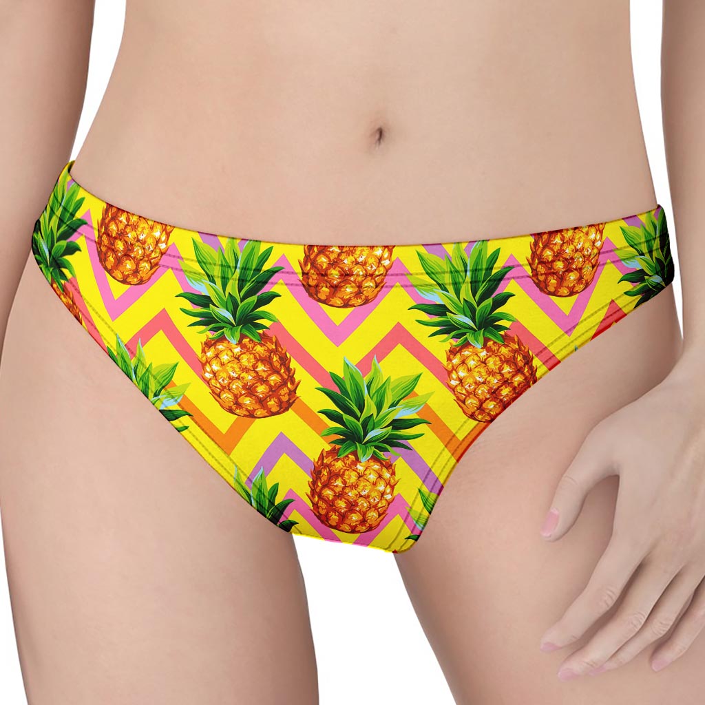 Pastel Zig Zag Pineapple Pattern Print Women's Thong