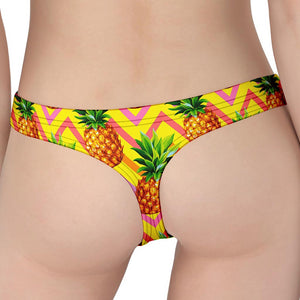 Pastel Zig Zag Pineapple Pattern Print Women's Thong