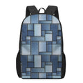 Patchwork Denim Jeans Pattern Print 17 Inch Backpack