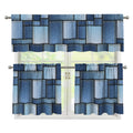 Patchwork Denim Jeans Pattern Print 3 Piece Kitchen Curtains