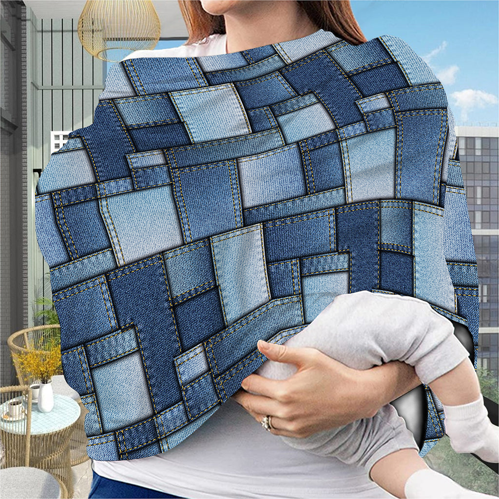 Patchwork Denim Jeans Pattern Print Baby Seat Cover